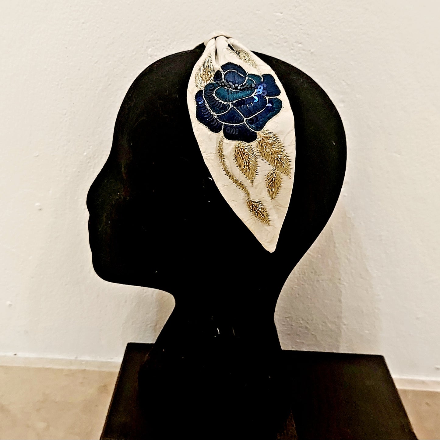 Blue rose headband