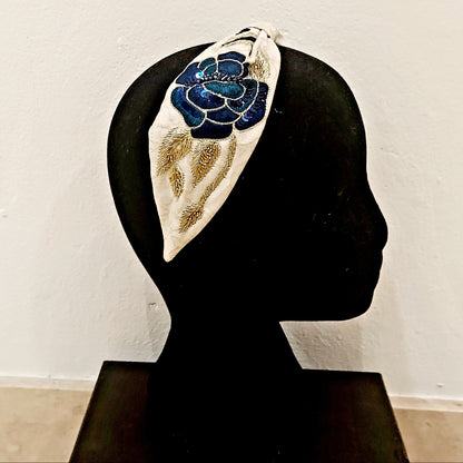 Blue rose headband