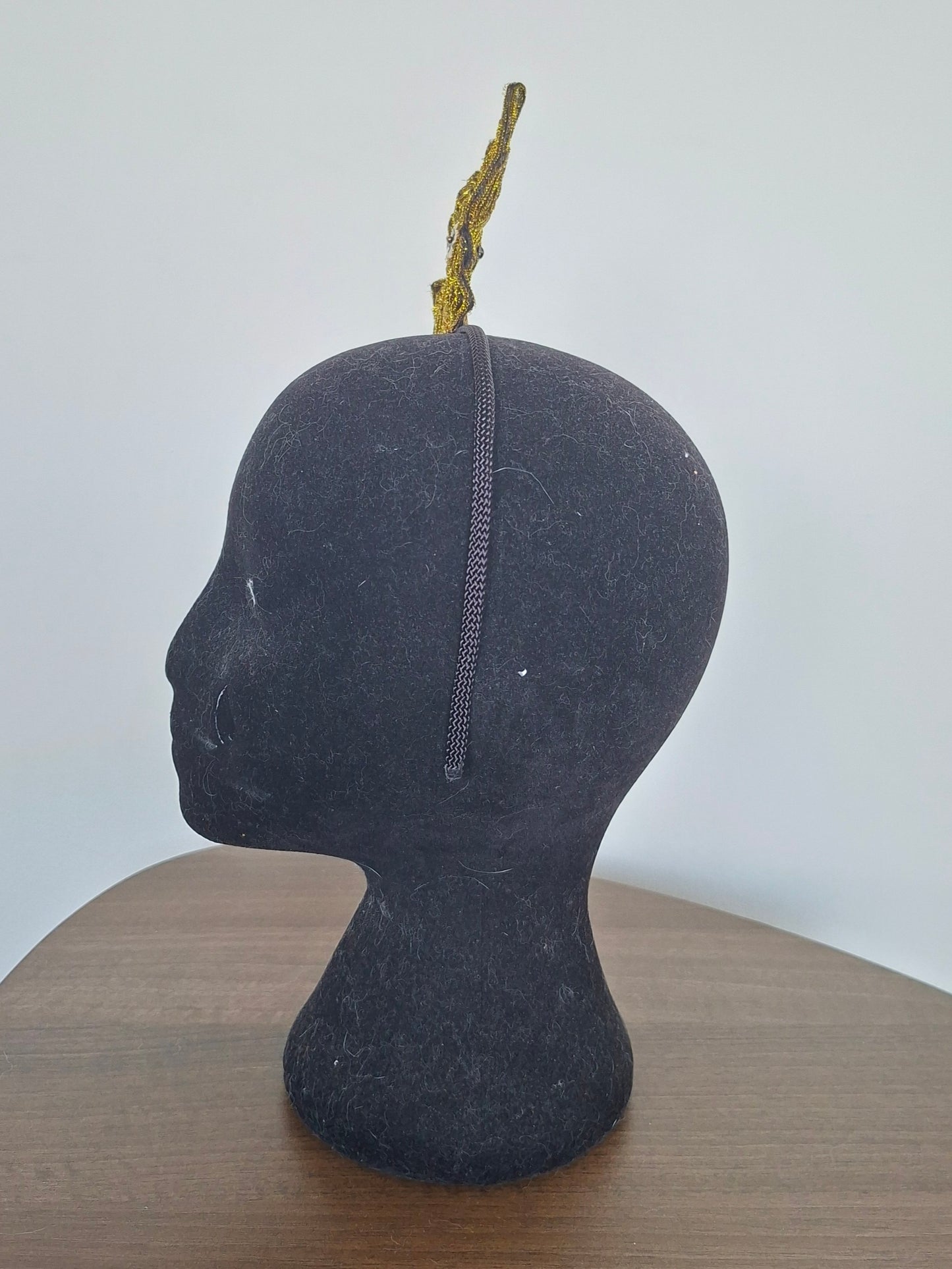 Black & gold peony fascinator