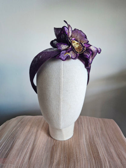 Purple & Gold Orchid Turban