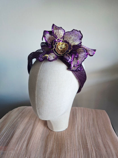 Purple & Gold Orchid Turban