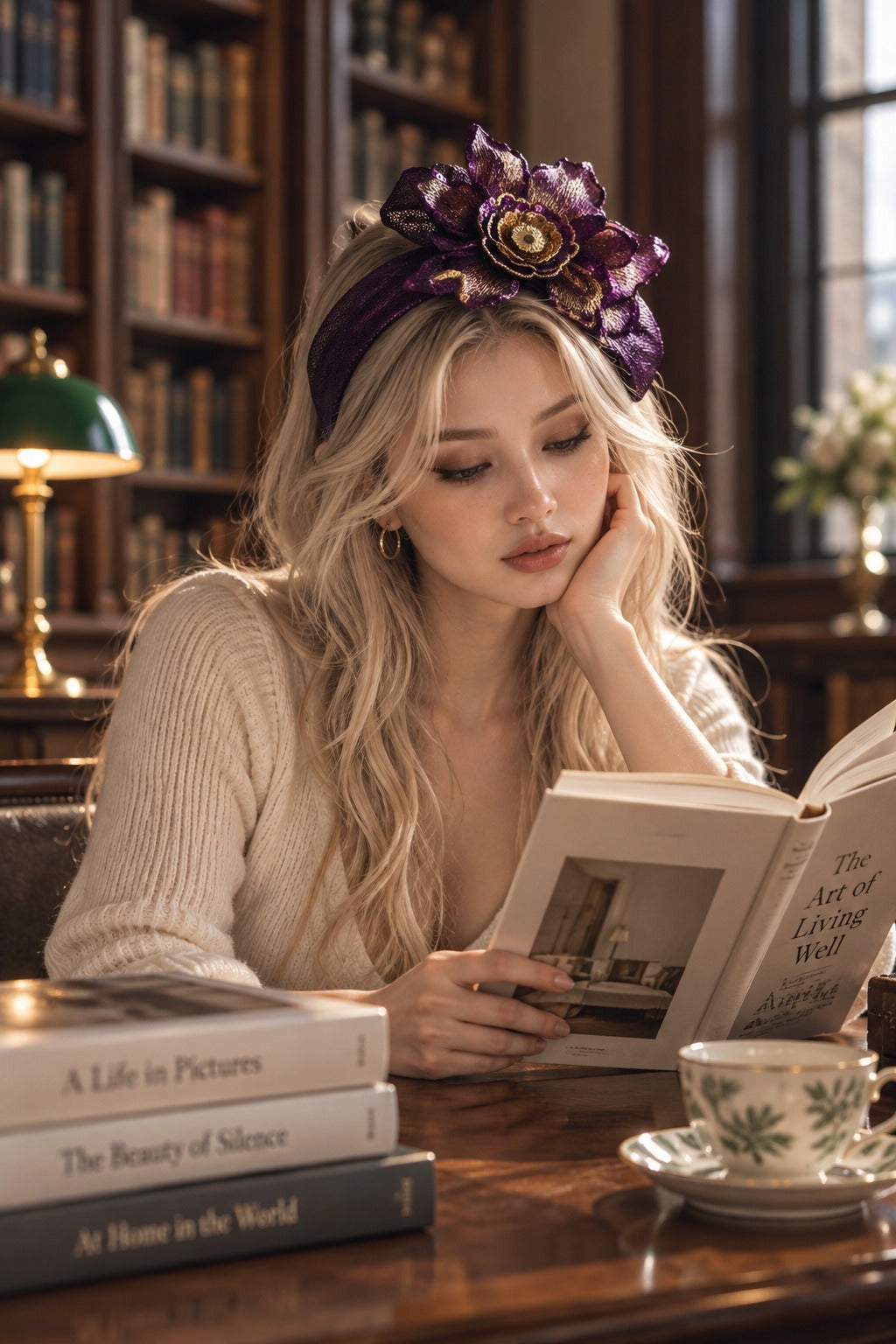 Purple & Gold Orchid Turban
