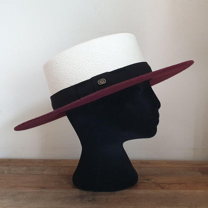 Bi-material Burgundy Seville Hat