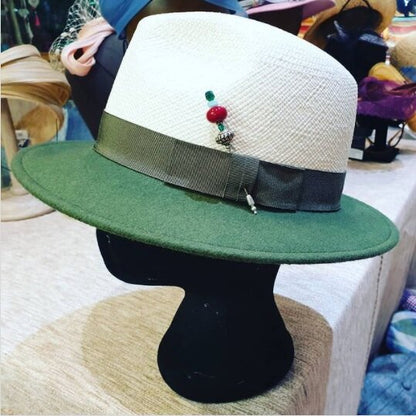 Bi-material Panama Indiana Hat (Marine)