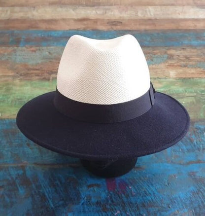 Bi-material Panama Indiana Hat (Marine)