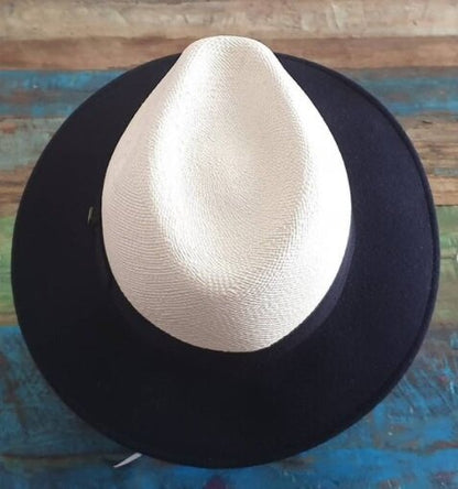 Bi-material Panama Indiana Hat (Marine)