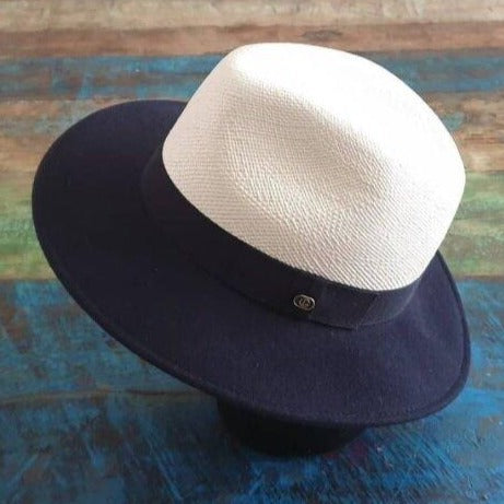 Bi-material Panama Indiana Hat (Marine)
