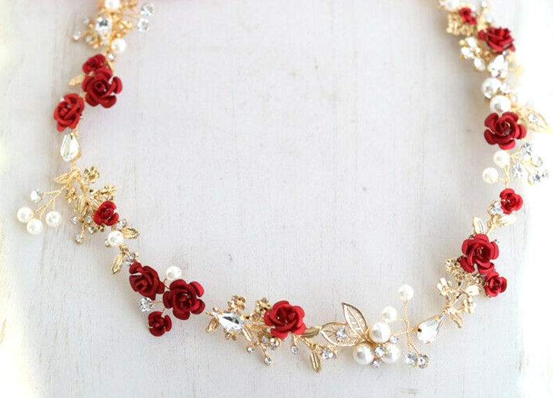 Tiara With Roses Red Roses Tiara – www.thegirlwithahat.com