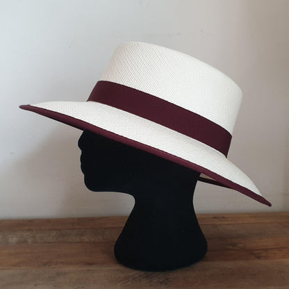 Panama straw Seville Hat BURGUNDY