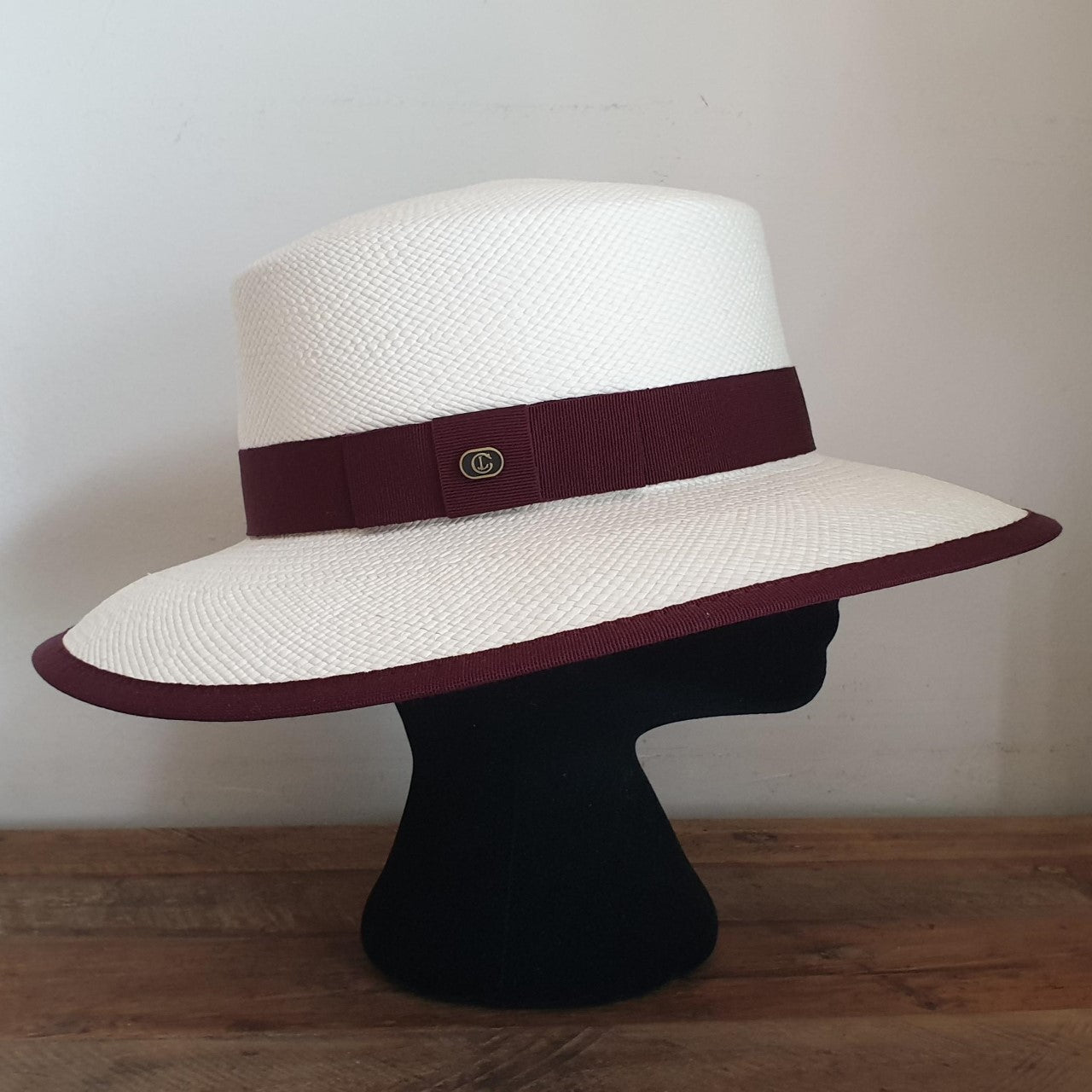 Panama straw Seville Hat BURGUNDY