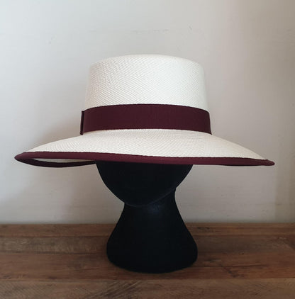 Panama straw Seville Hat BURGUNDY