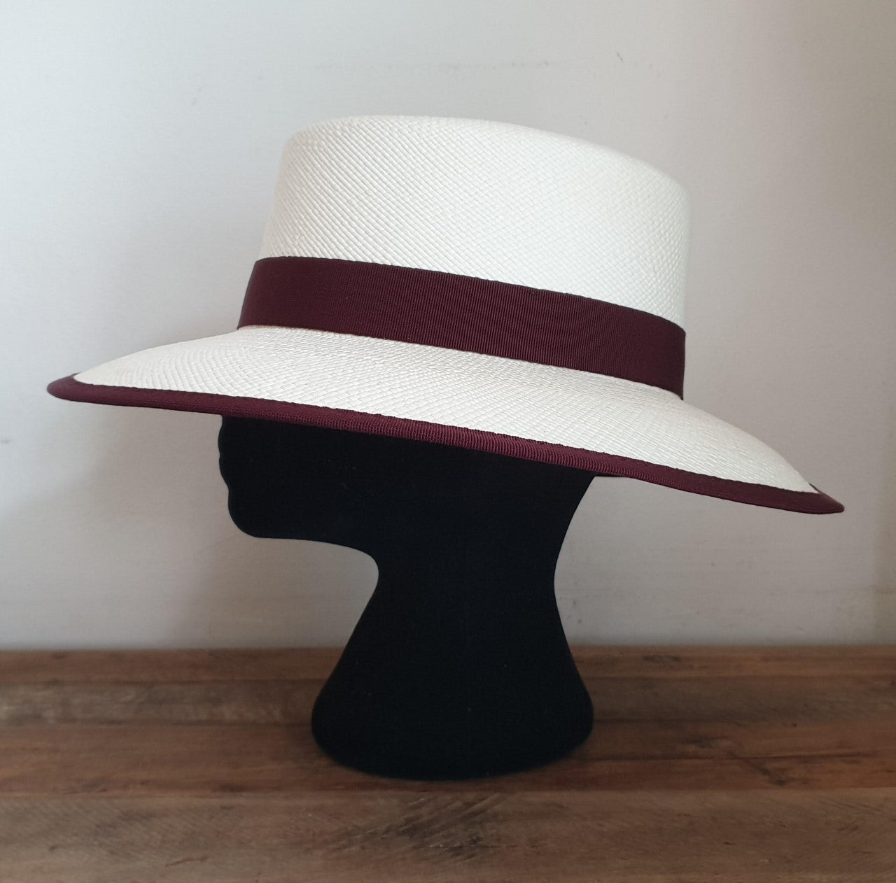 Panama straw Seville Hat BURGUNDY